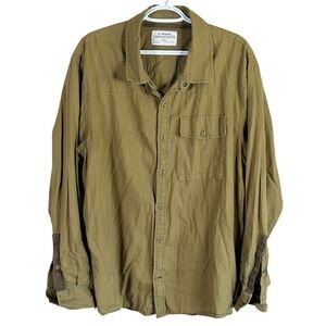 REI Co-op Button Up Shirt Mens XL Green Hemp Cotton Blend Long Sleeve Utility